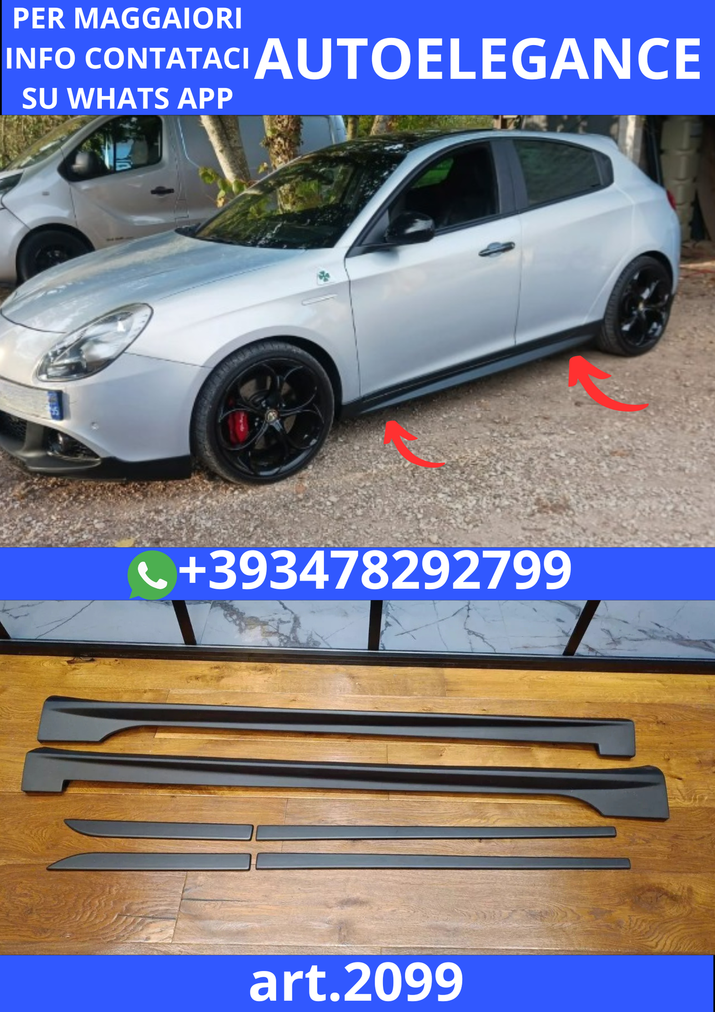 🔥2099 MINIGONNE ADATTO PER ALFA ROMEO GIULIETTA LOOK QUADRIFOGLIO🔥