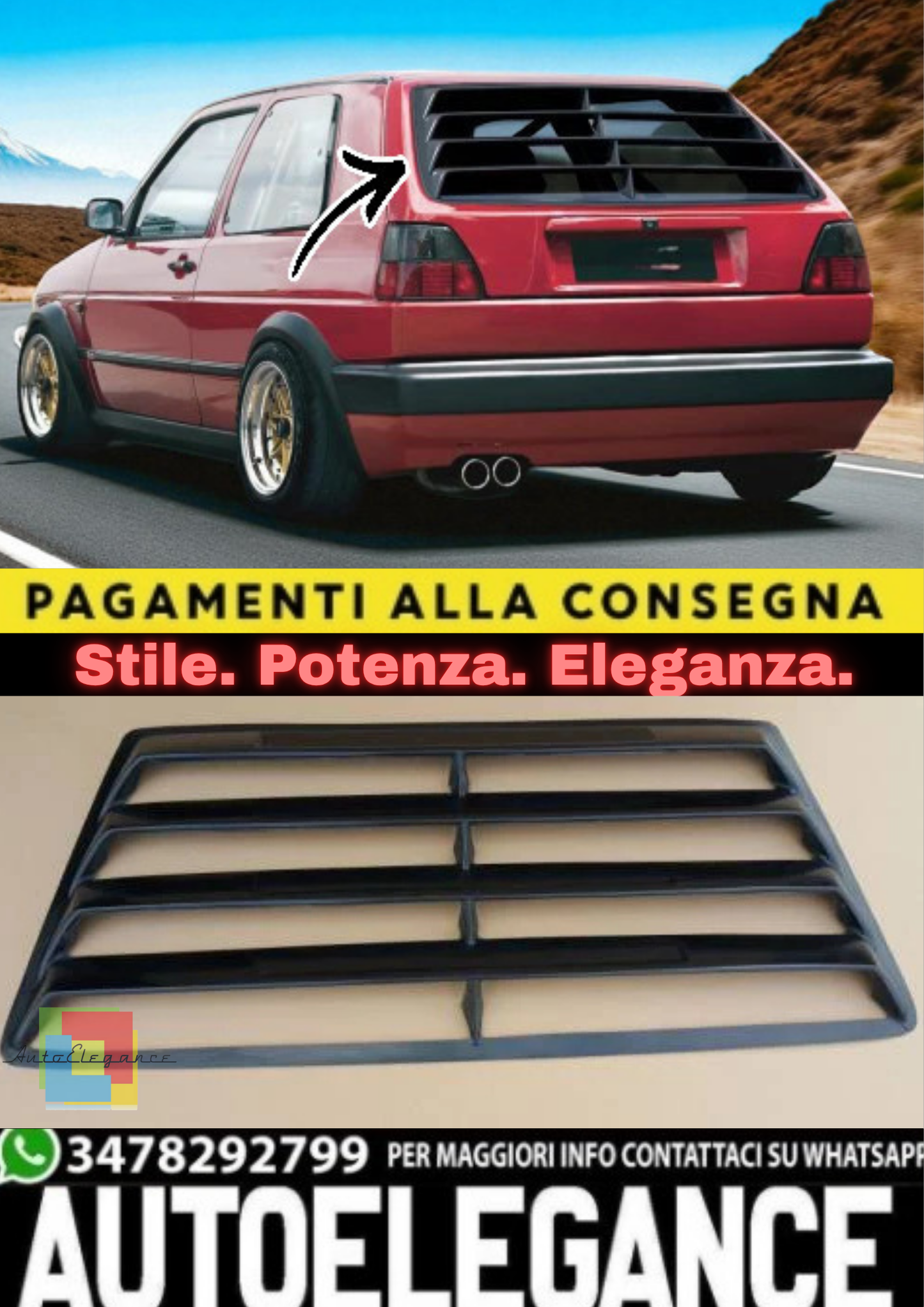 ✨Louver / Tendina per Lunotto Posteriore in ABS – Volkswagen Golf 2 (1983–1992)✨