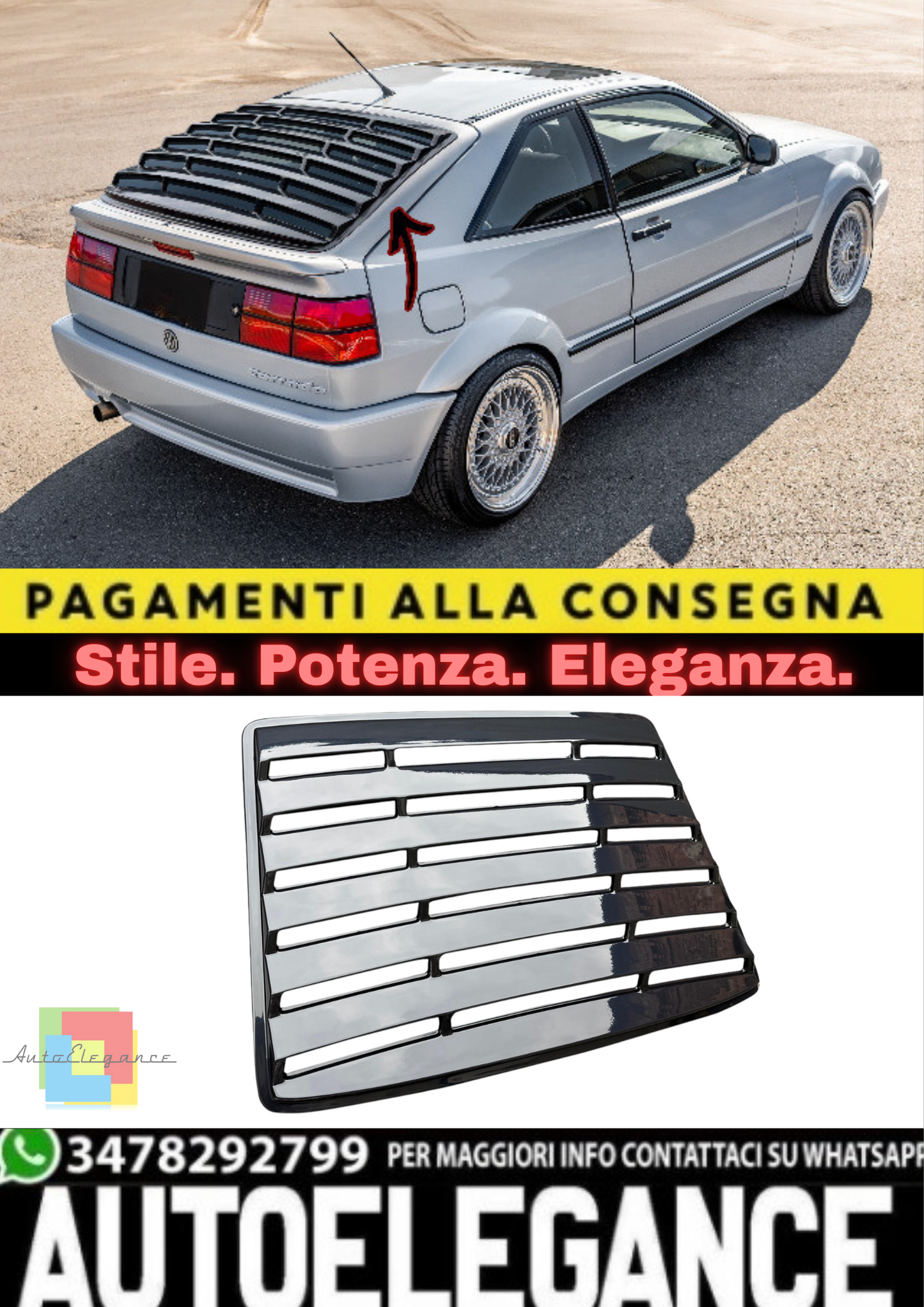 🔥Louver Lunotto Posteriore in ABS per Volkswagen Corrado (1988–1995)🔥