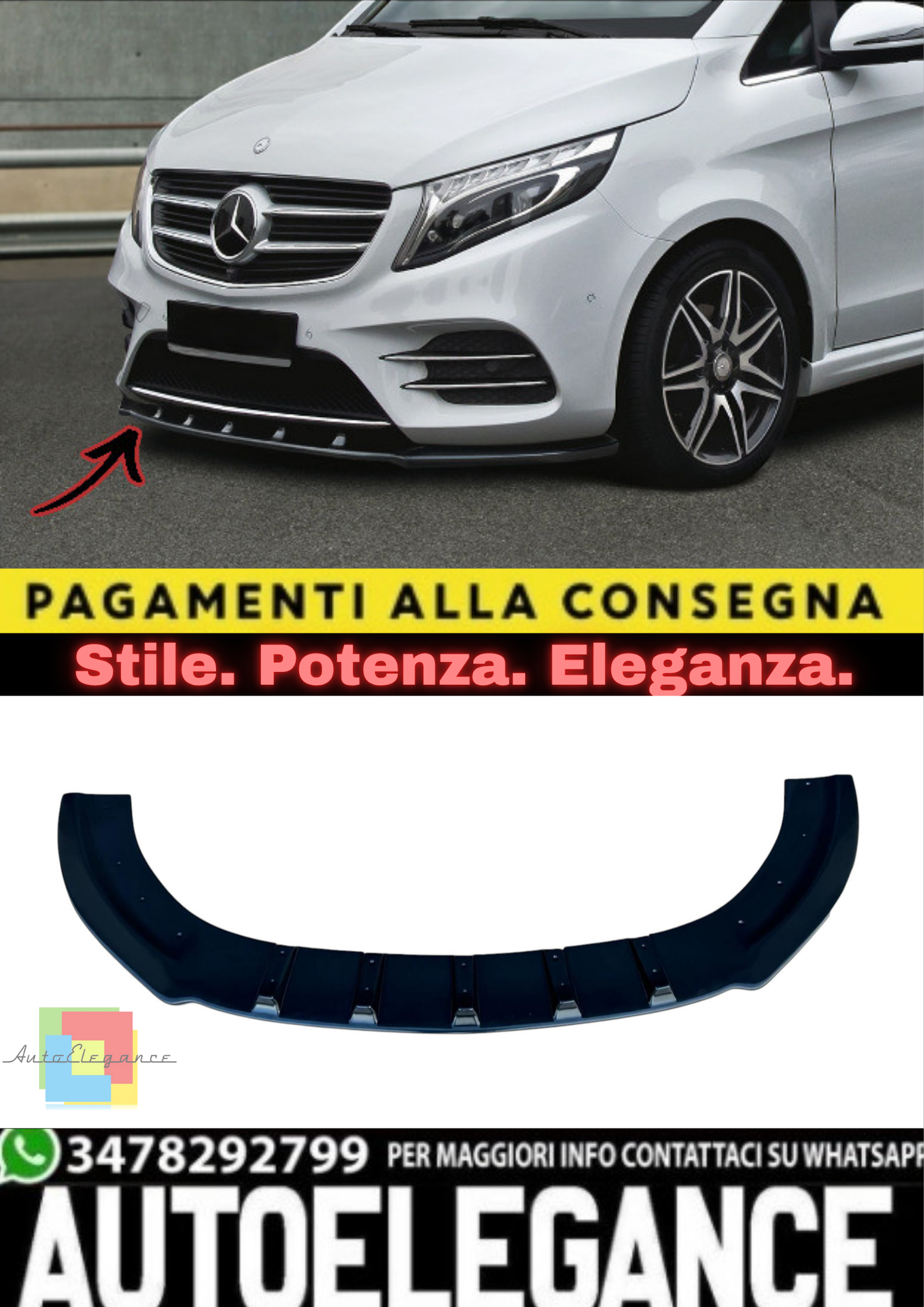 🔥Splitter Anteriore in ABS per Mercedes-Benz W447 con Pacchetto AMG🔥