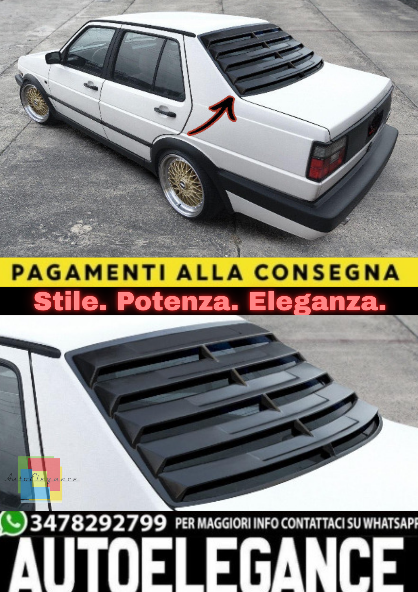 ✨Louver Lunotto Posteriore in ABS per Volkswagen Jetta Mk2 (1984–1992) ✨