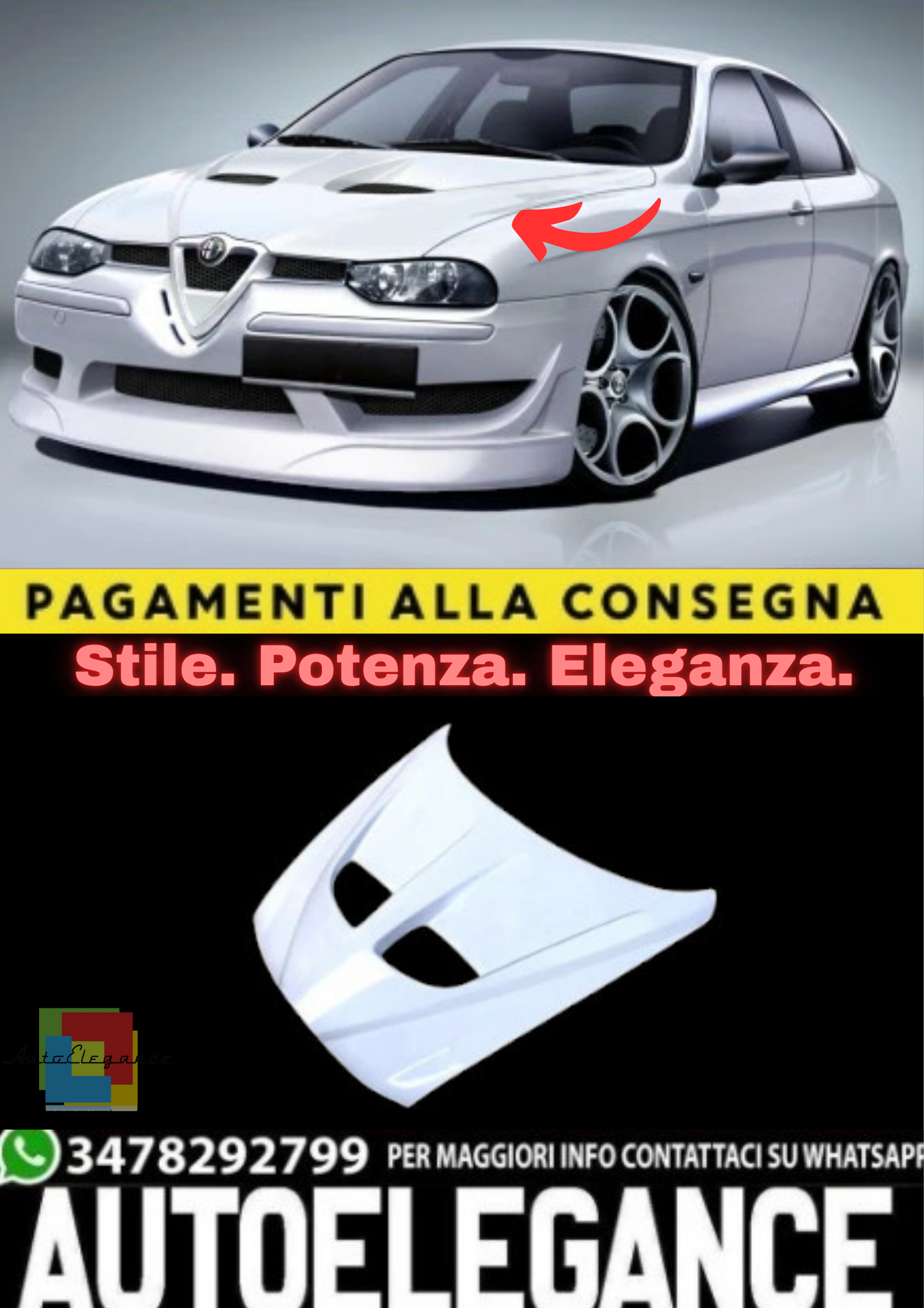✨Cofano Motore (Cappa) per Alfa Romeo 156 (1997–2006)✨