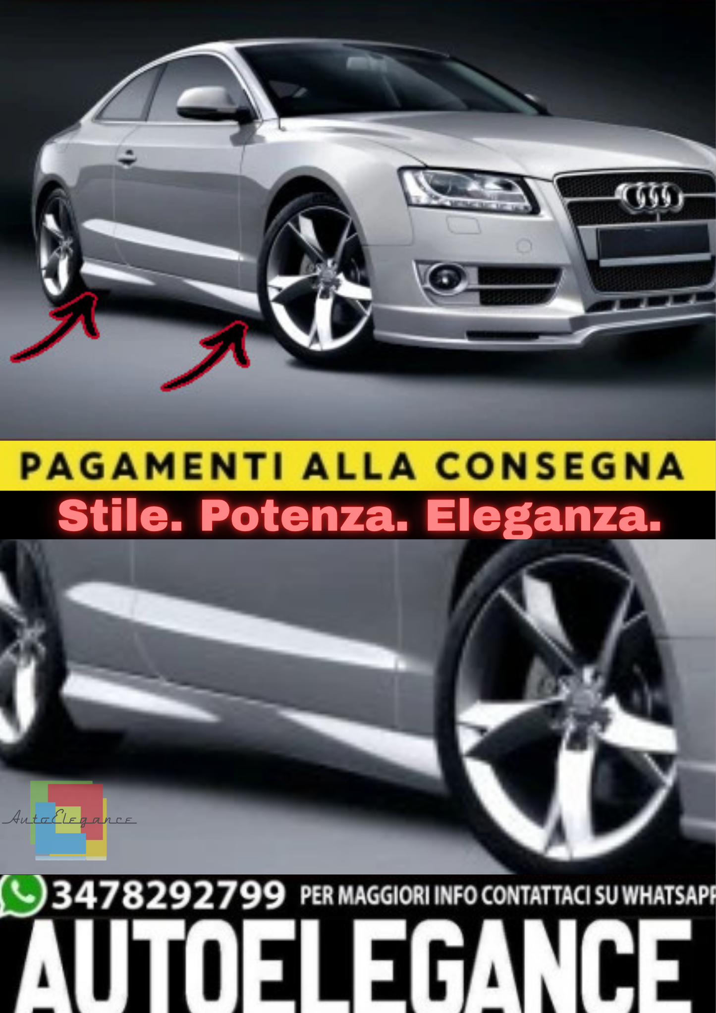 ✨Minigonne Laterali in ABS per Audi A5 – Look Sportivo e Raffinato✨