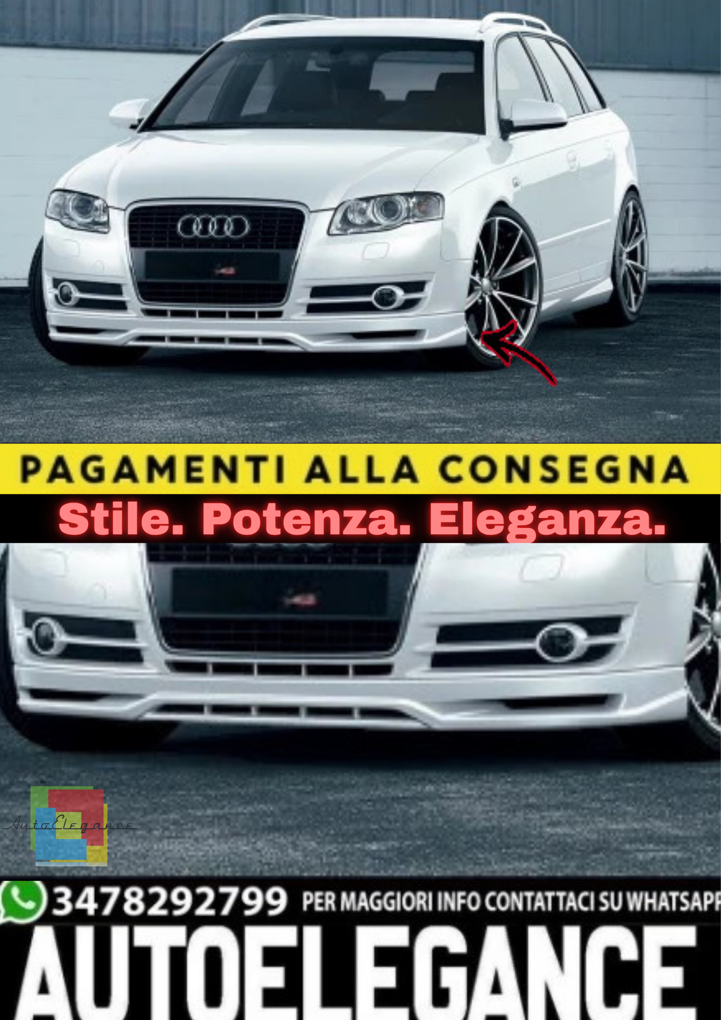 ✨ Splitter Anteriore in ABS per Audi A4 B7 (2004–2008)✨
