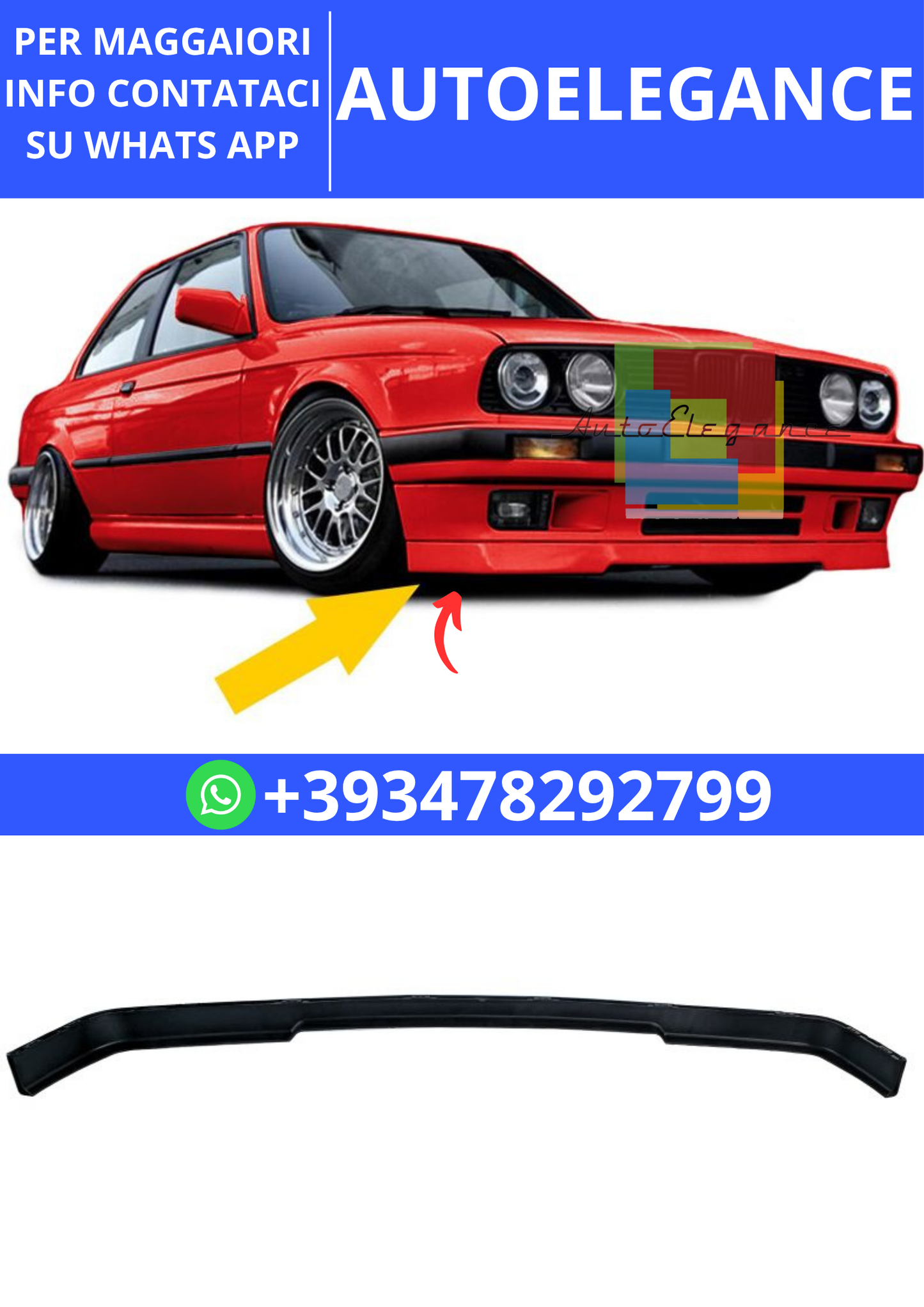 💫Spliter Anteriore Labbro Sottotop GLANZ Paraurti per BMW Serie 3 E30💫