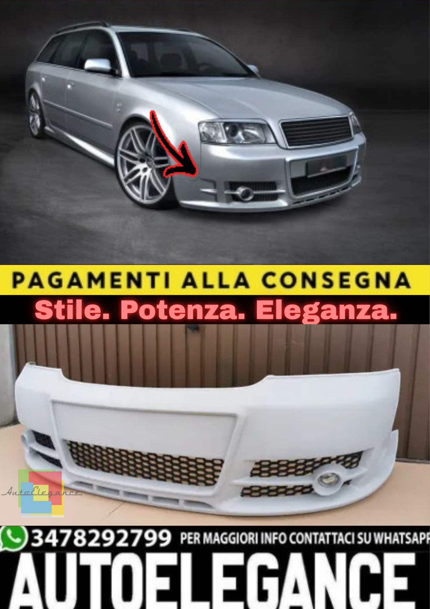 ✨Paraurti Anteriore in ABS per Audi A6 C5 (1997–2004)✨