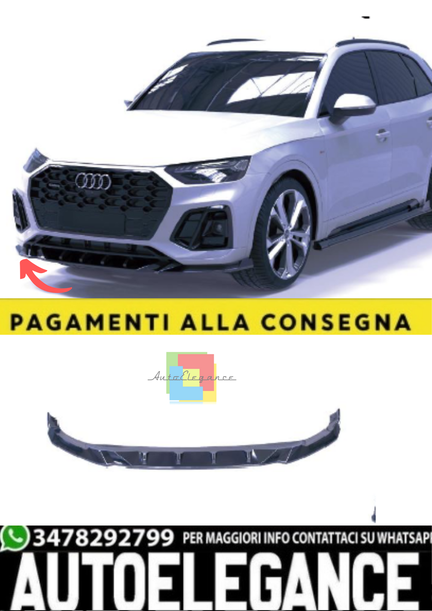 💫Splitter Anteriore per Audi SQ5 / Q5 S-Line SUV & Sportback Mk2 Facelift  💫