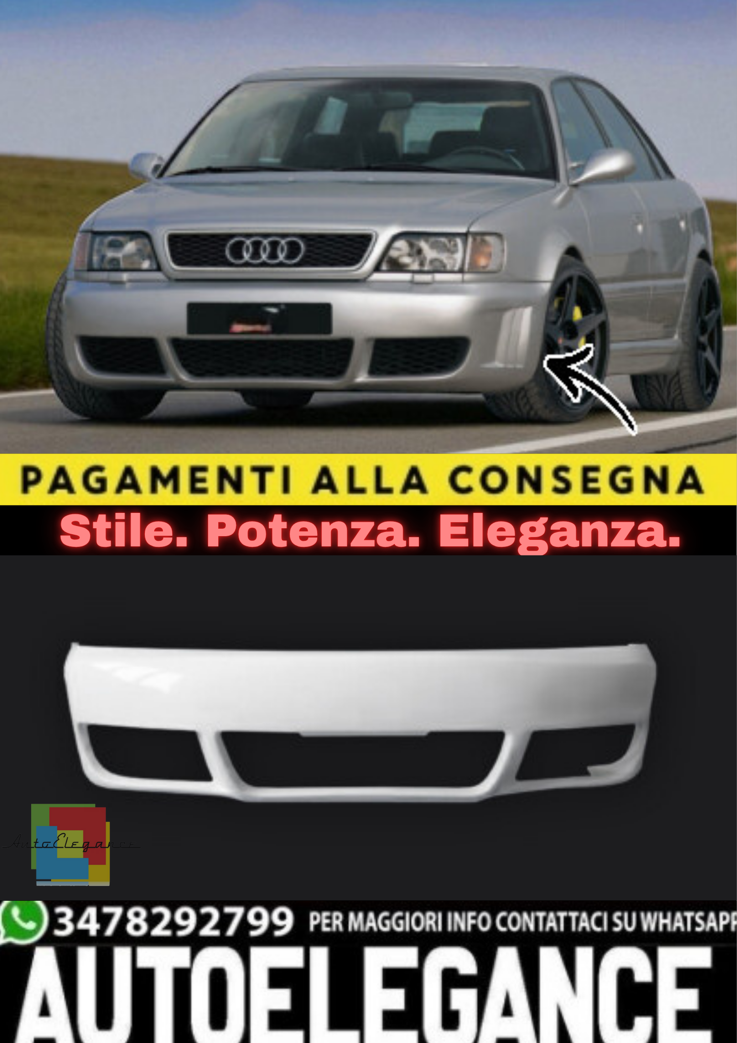 ✨Paraurti Anteriore in ABS per Audi A6 C4 (1994–1997)✨