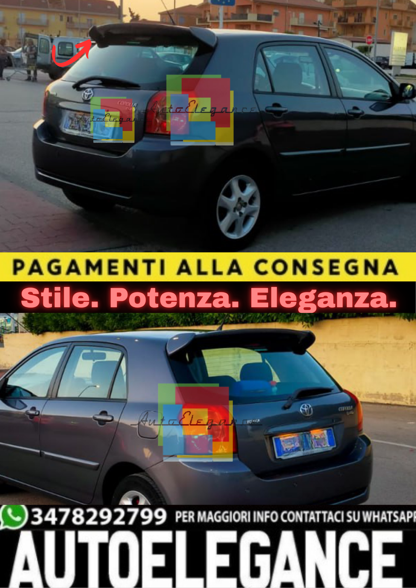 ✨SPOILER SUL LUNOTTO POSTERIORE PER TOYOTA COROLLA E12 2002-2007 GREZZO✨