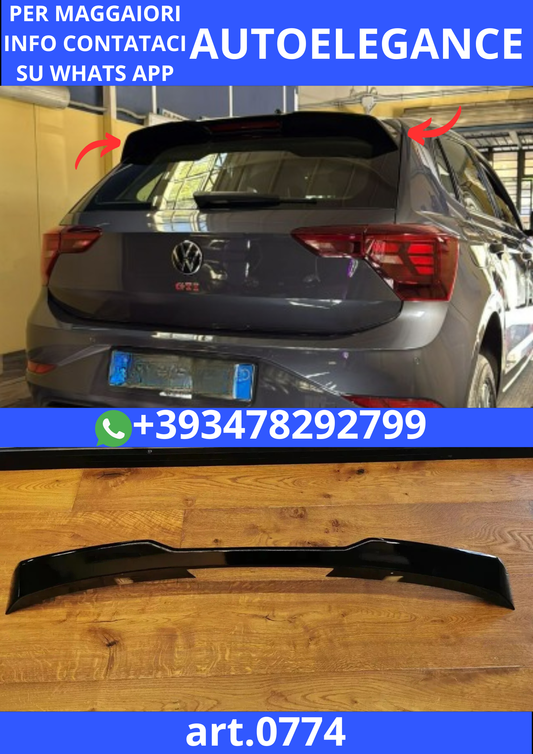 0830🔥SPOILER ADATTO PER VW POLO AW1 LOOK GTI GTD RLINE LOOK NERO LUCIDO🔥