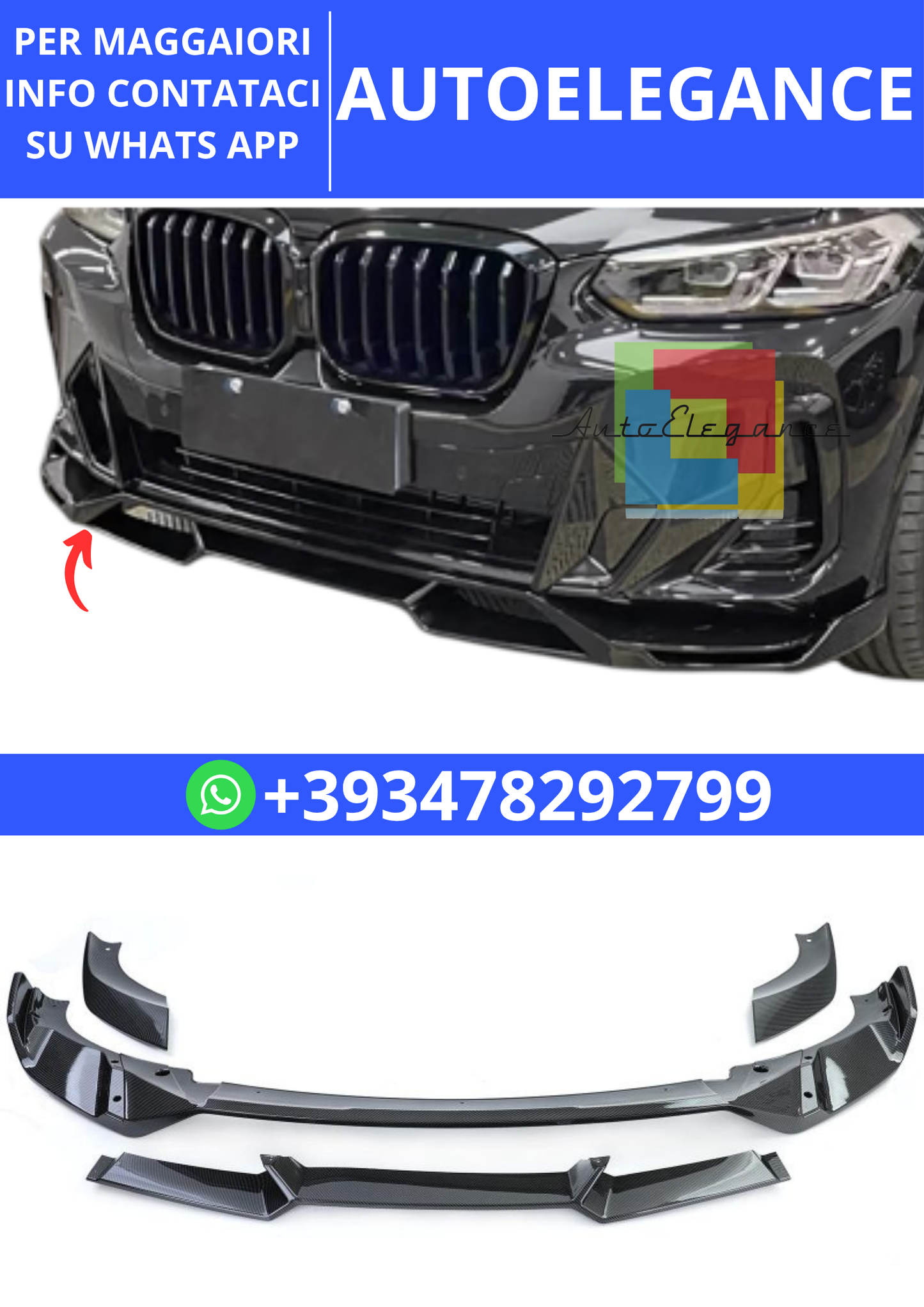 💫Spliter Anteriore Lip Performance Carbon Look adatto per BMW X3 G01 da 21💫