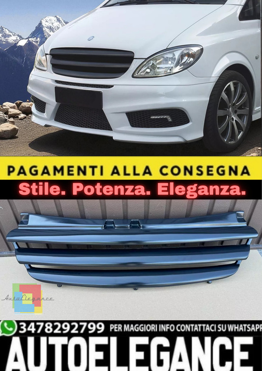 💫Griglia Anteriore Sportiva Nera per Mercedes Vito W639 (2003–2014) –Calandra💫