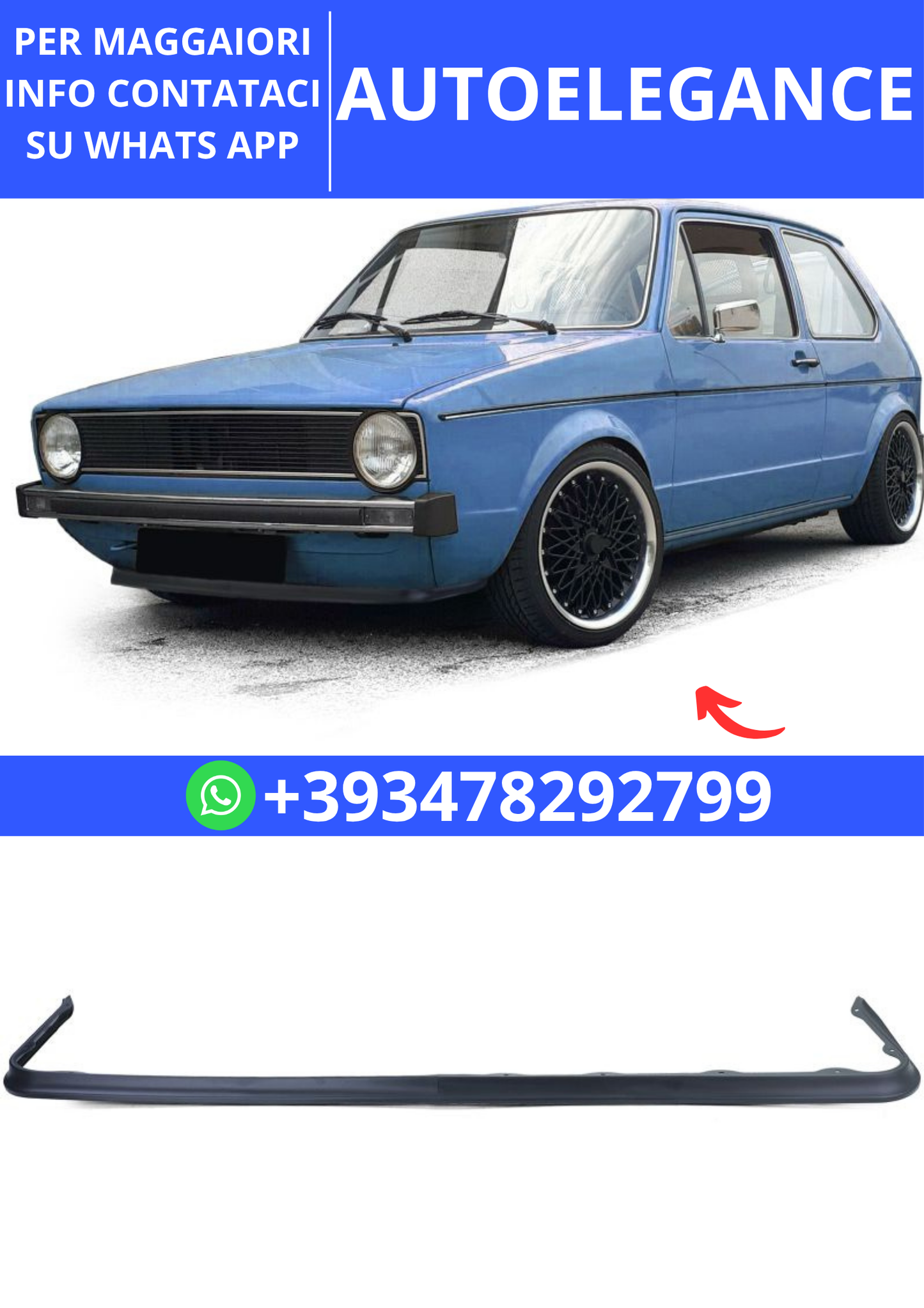 💫Labbro spoiler anteriore stretto per VW Golf 1 74-83 + Cabrio Jetta Caddy 1💫