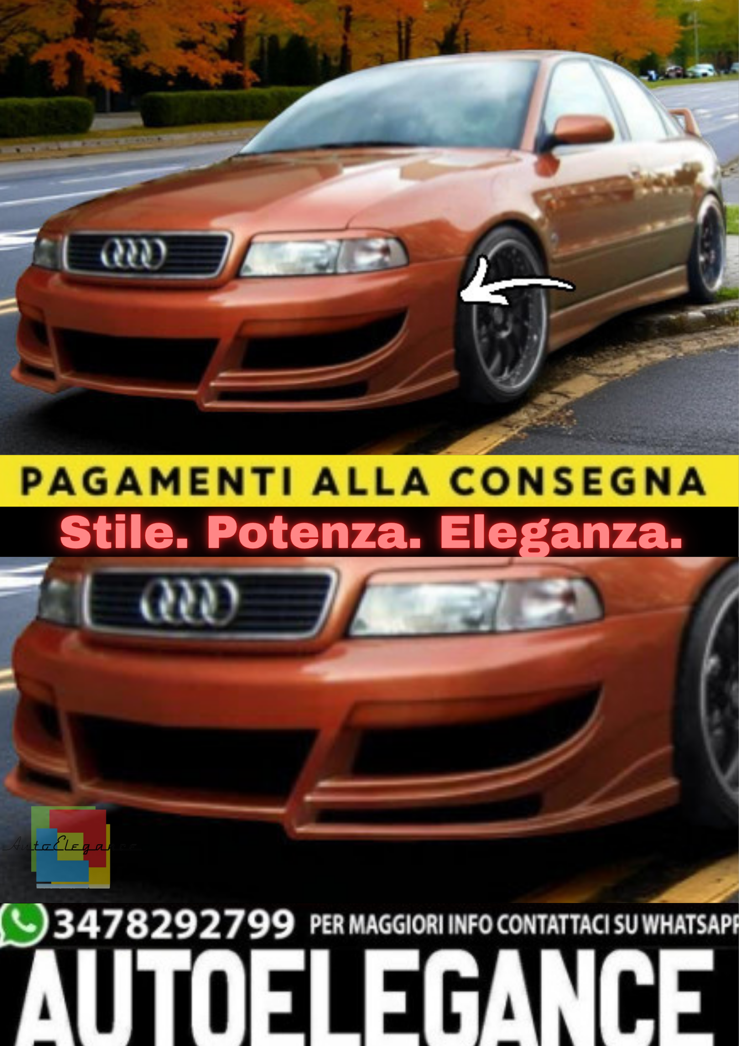 🔥Paraurti Anteriore in ABS per Audi A4 B5 (1994–2001)🔥