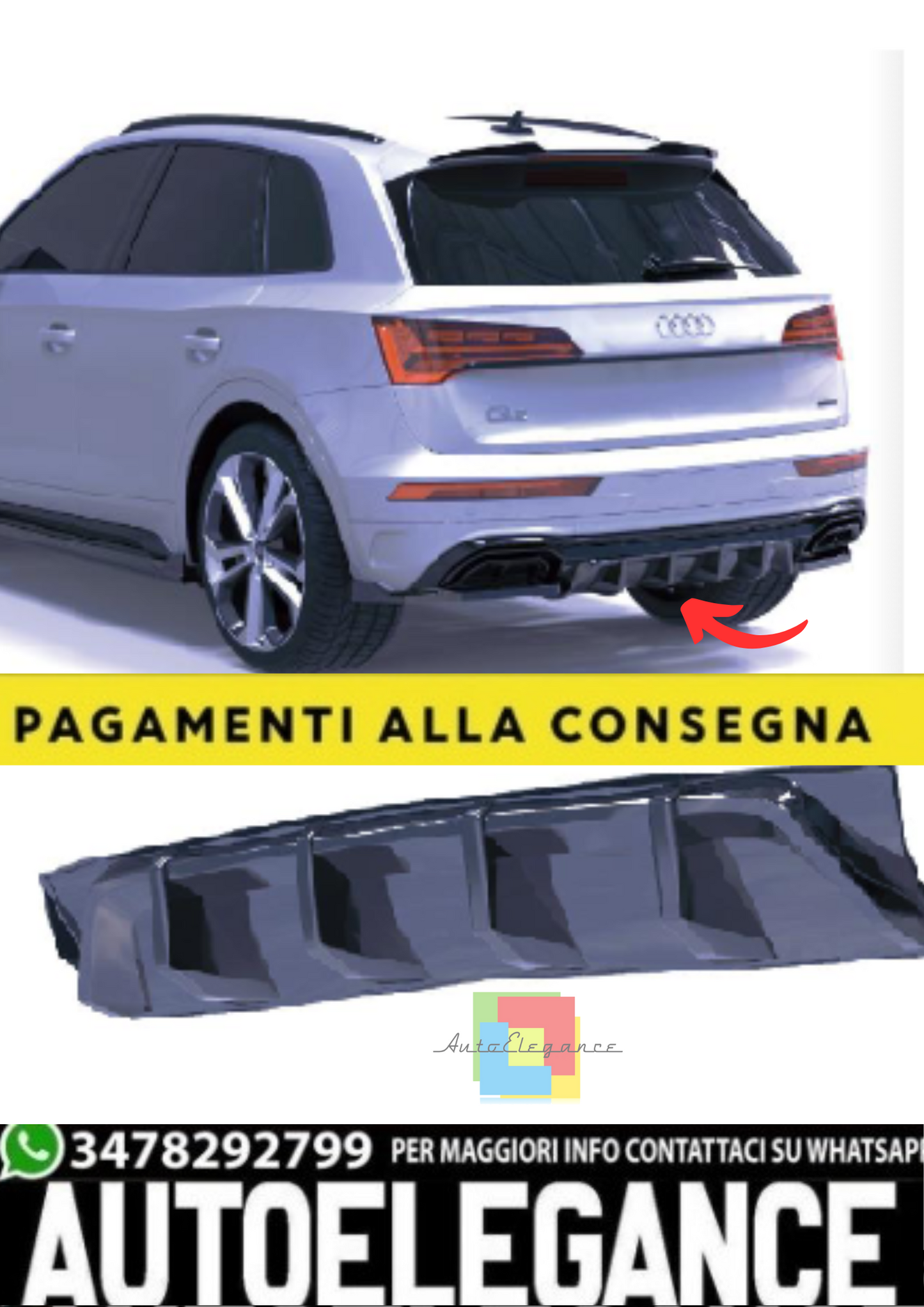 💫Diffusore Posteriore per Audi SQ5 / Q5 S-Line SUV & Sportback Mk2 Facelift 💫