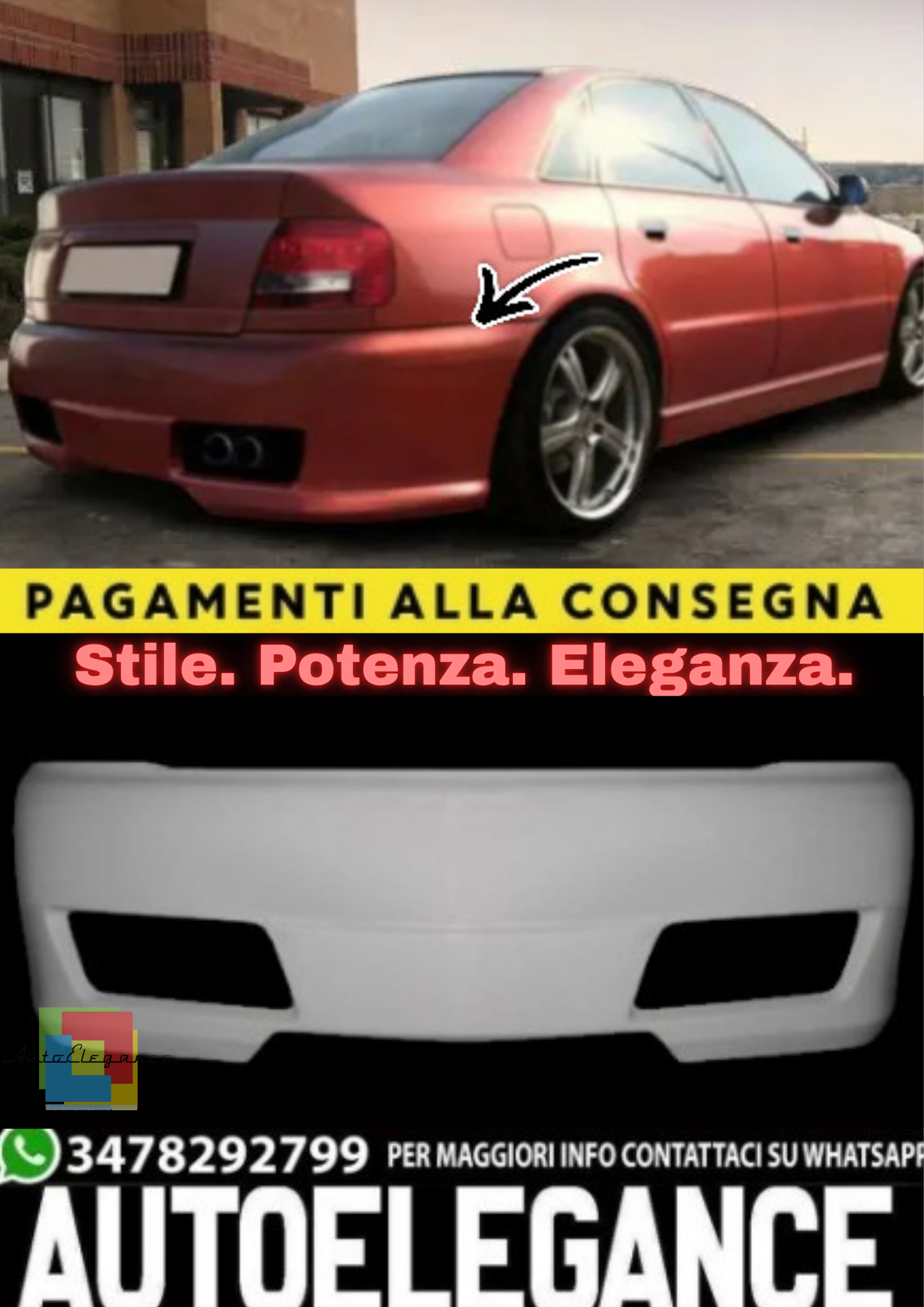 🔥Paraurti Posteriore per Audi A4 B5 (8D) – Anni 1994–2001🔥
