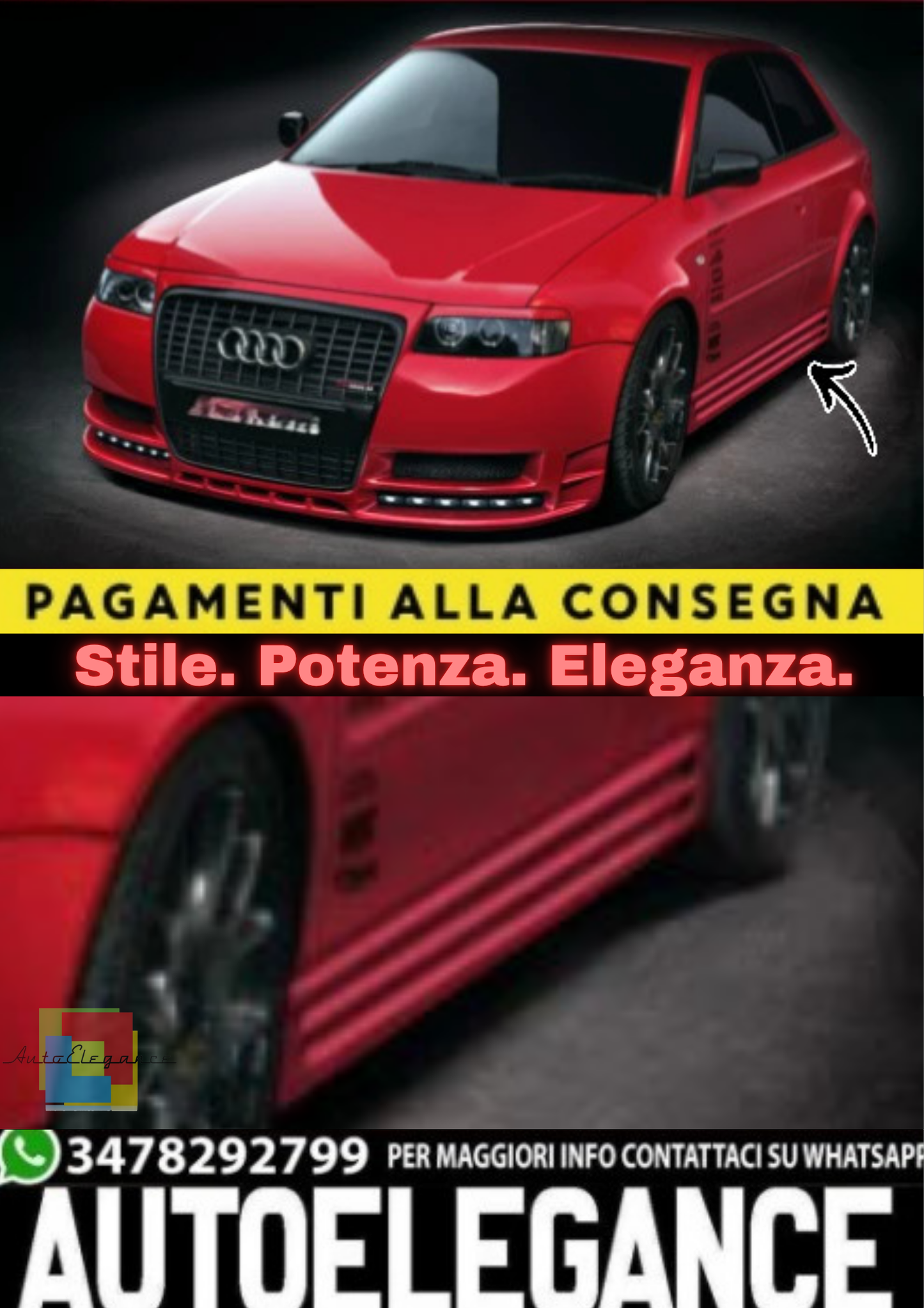 🔥Minigonne Laterali in ABS per Audi A3 8L (1996–2003)🔥
