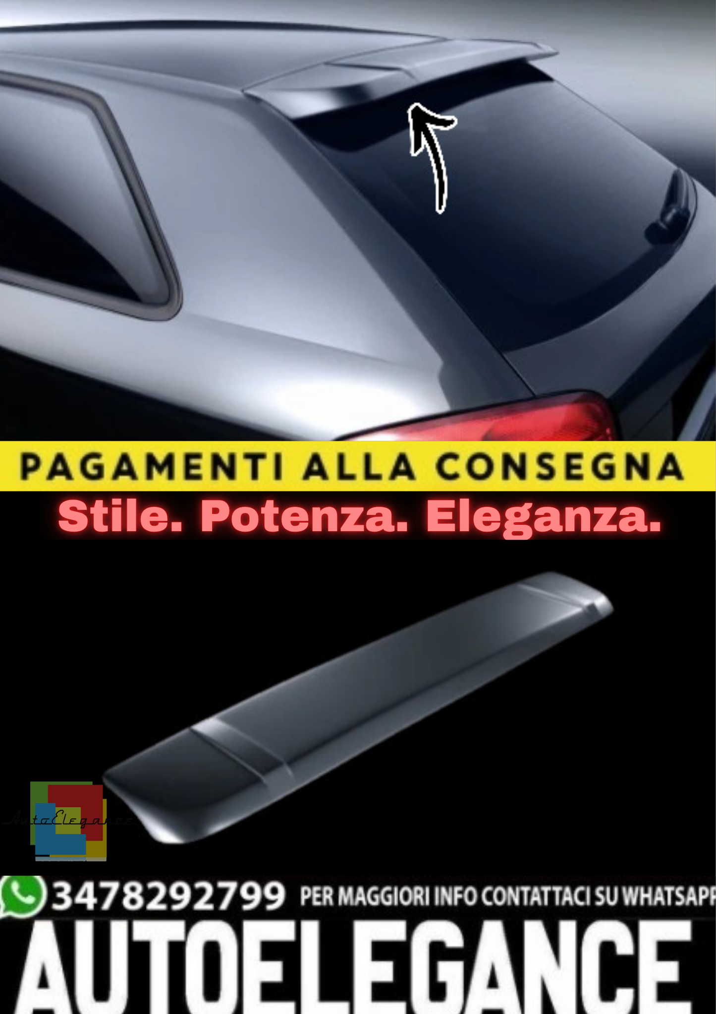 🔥 Spoiler Tetto / Alettone Superiore per Audi A3 8P (2003–2012)🔥