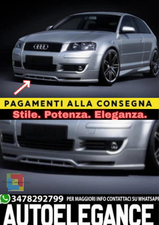 🔥Splitter Anteriore in ABS per Audi A3 8P (2003–2012)🔥