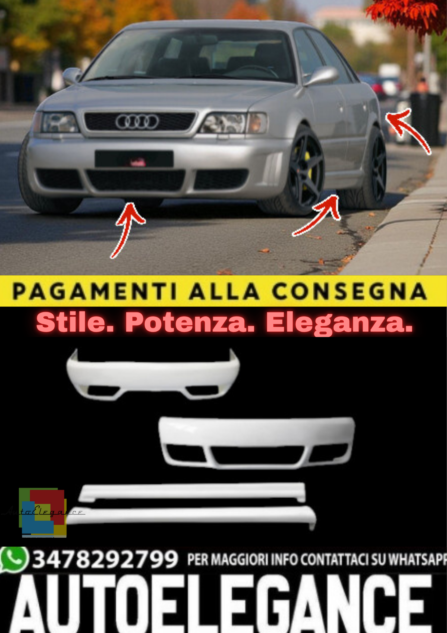 🔥Body Kit Completo in ABS per Audi A6 C4 (1994–1997)🔥