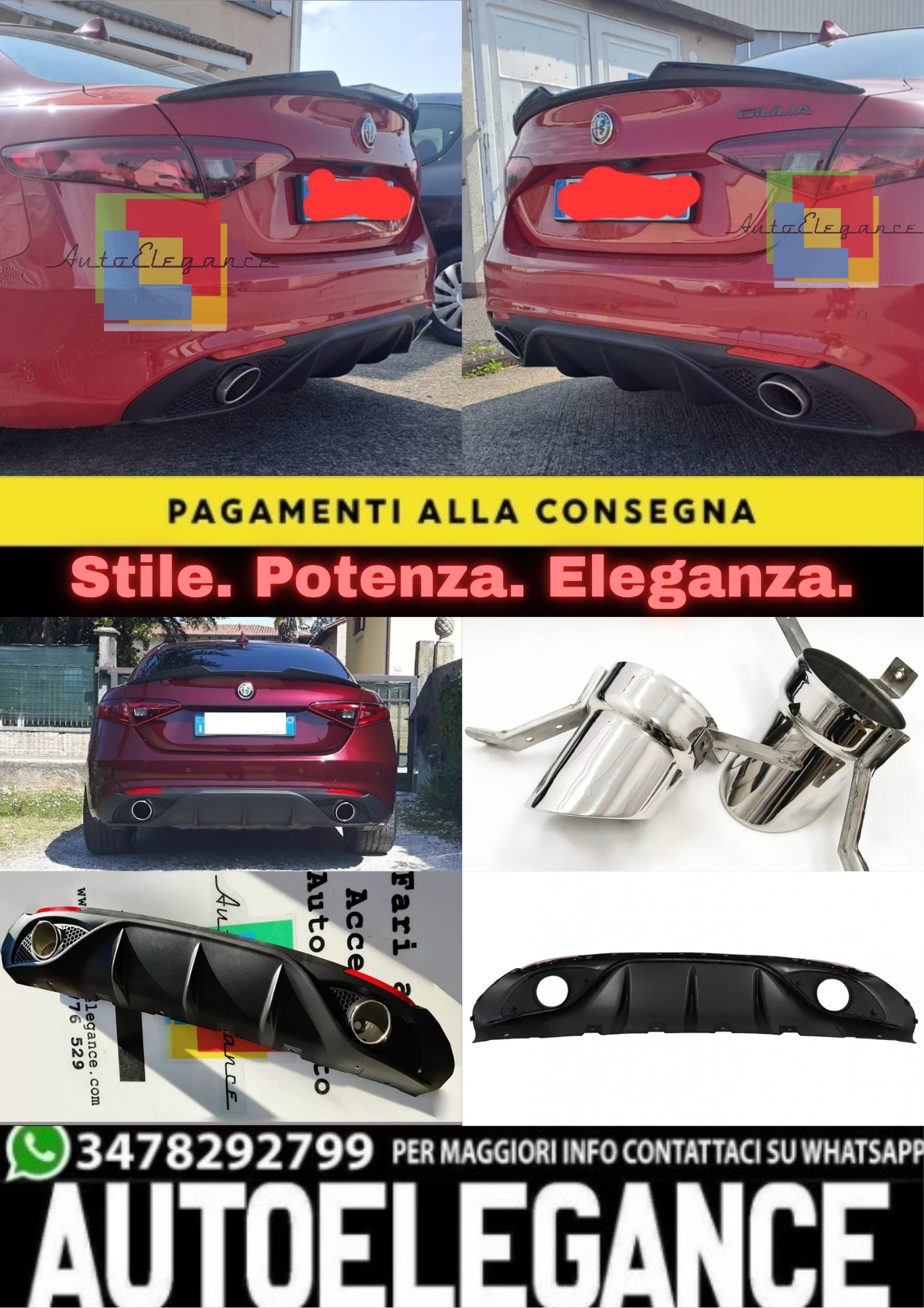 0222✨DAM diffusore aria posteriore adatta per ✨Alfa Romeo Giulia 952 Veloce✨