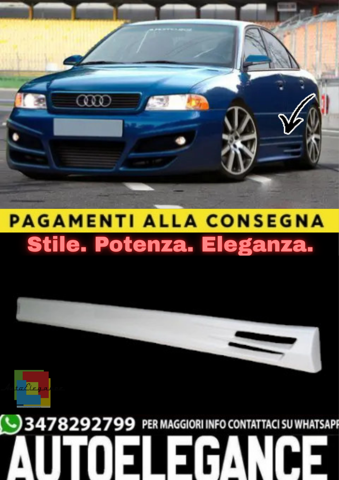 🔥Minigonne Laterali adatto per Audi A4 B5 (8D) 1994–2001🔥
