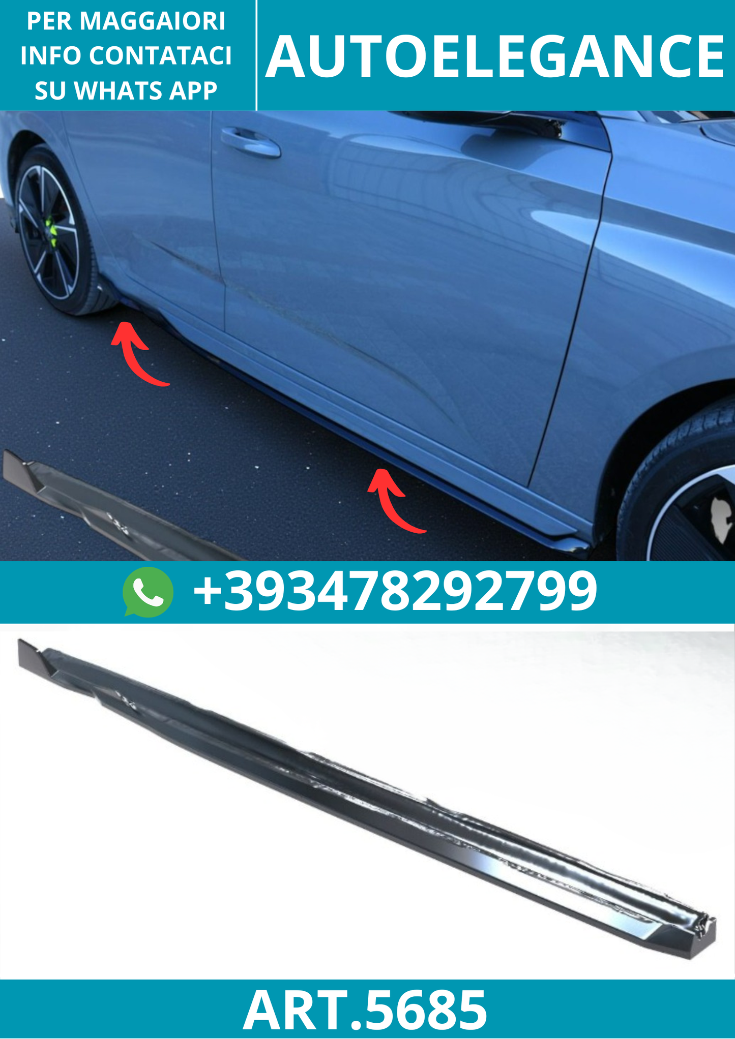 ⭐5685 Minigonne laterali adatte per Peugeot 308 GT Mk3 Hatchback e SW (2021–)⭐