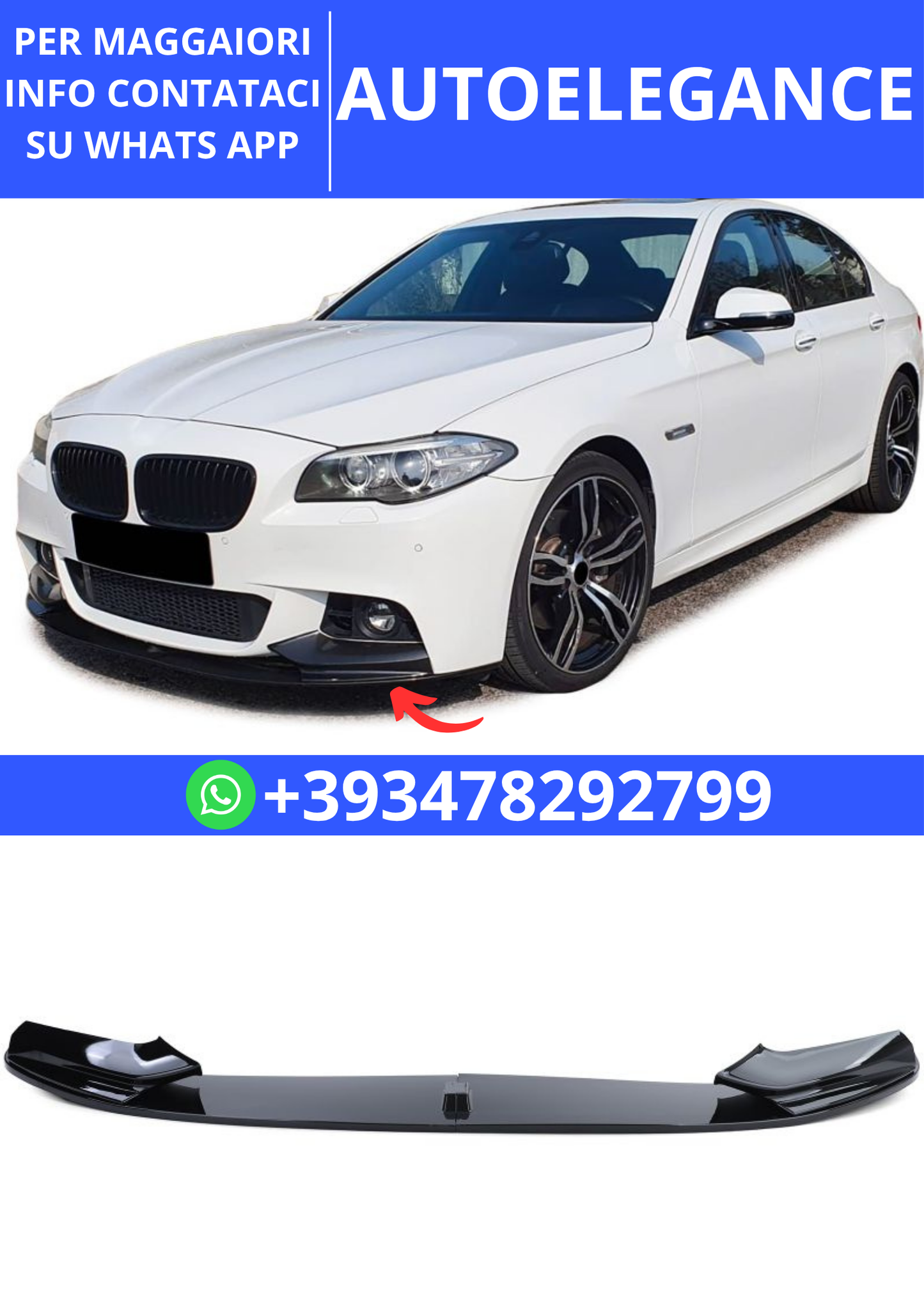💫Spoiler anteriore Lip Performance Gloss adatto per BMW Serie 5 F10 F11 10-17💫