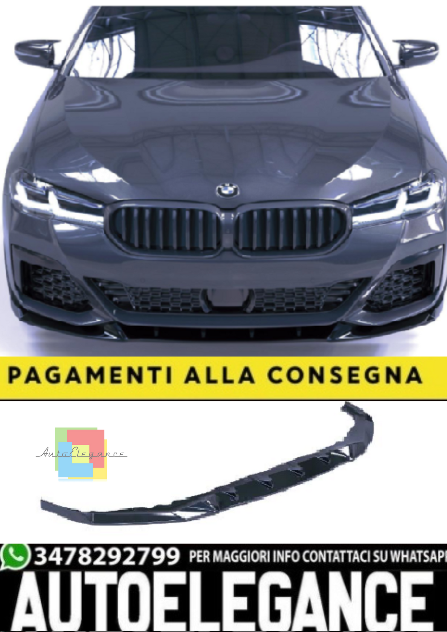 💫Splitter Anteriore per BMW Serie 5 G30 Facelift M-Pack (2020–2023) – Nero 💫