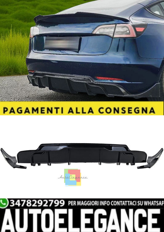 💫 Diffusore Posteriore Performance Nero Lucido adatto per Tesla Model 3 💫