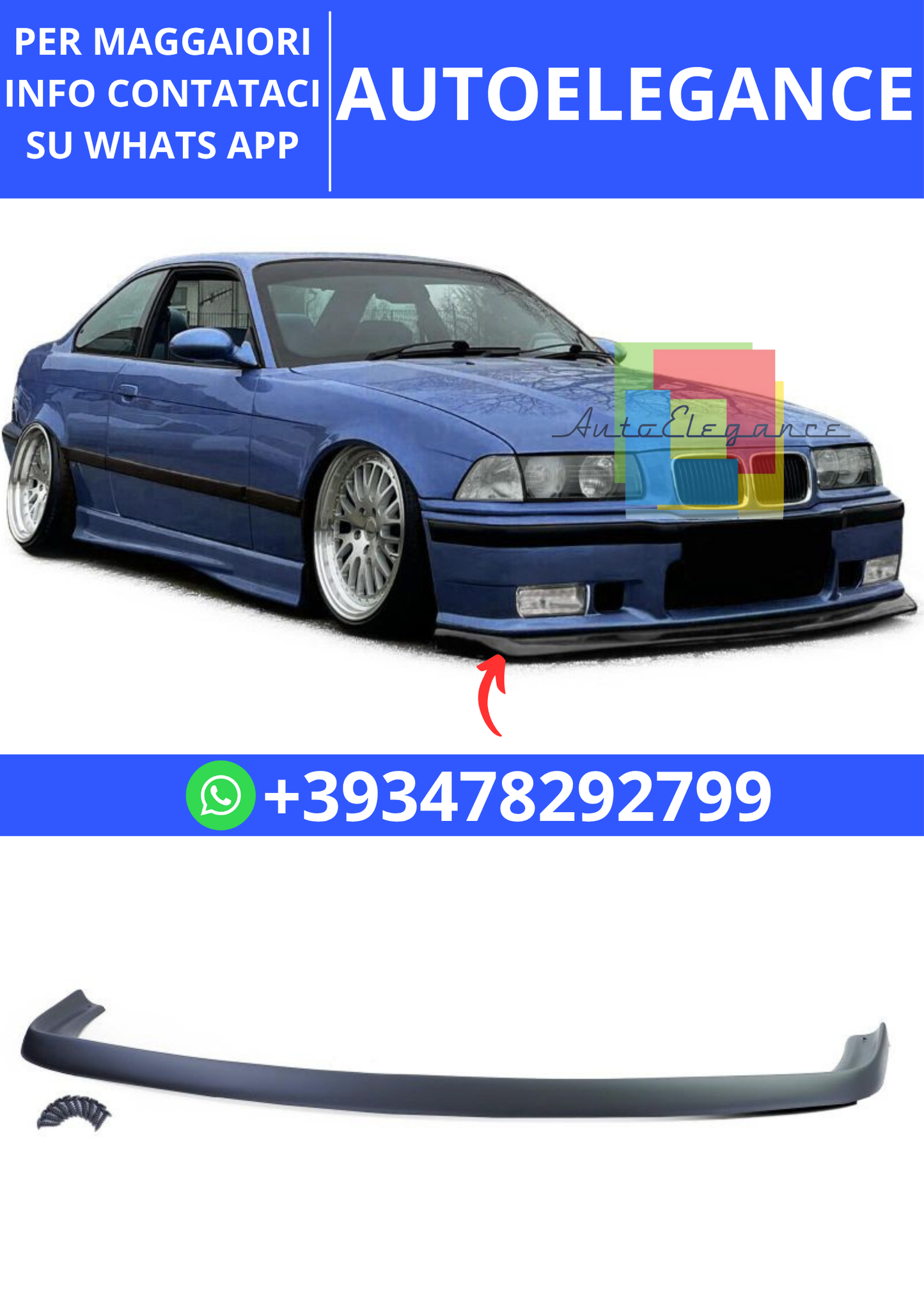 💫Spliter Anteriore Lip FATLIP Nero Opaco adatto per BMW Serie 3 E36 90-99💫