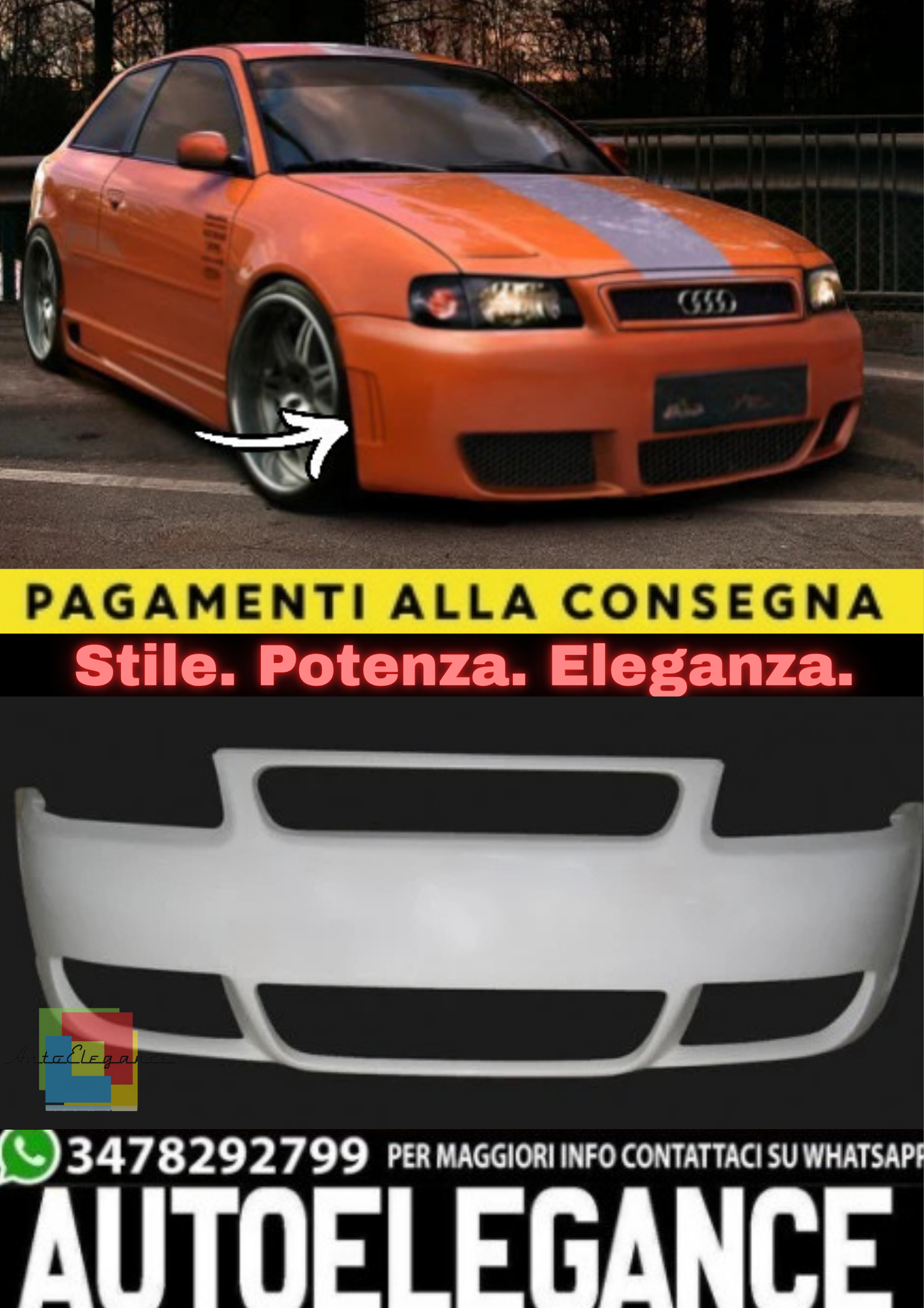 🔥Paraurti Anteriore per Audi A3 8L (1996–2003)🔥