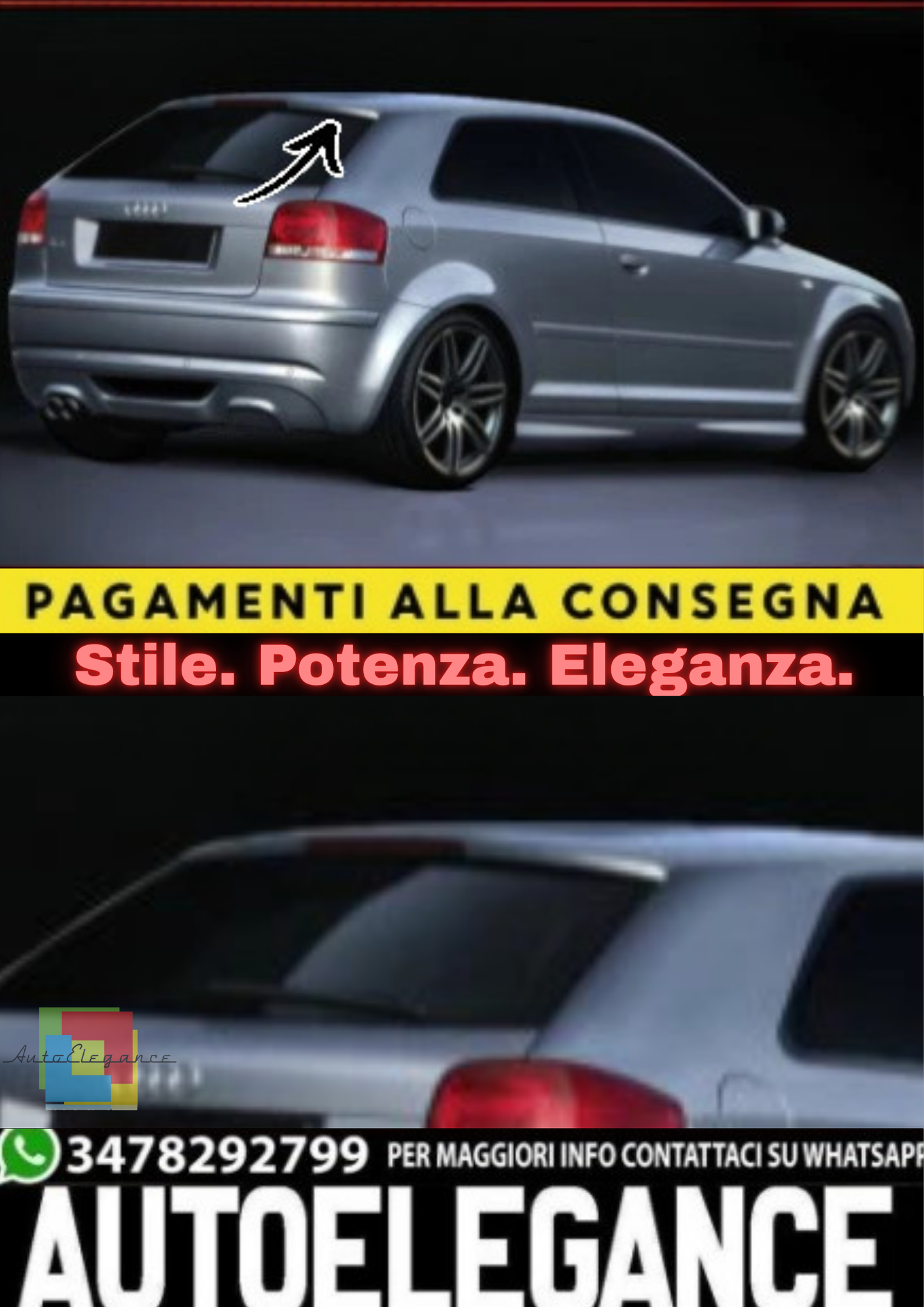 🔥Spoiler Sottoparaurti Posteriore per Audi A3 8P (2003–2012)🔥