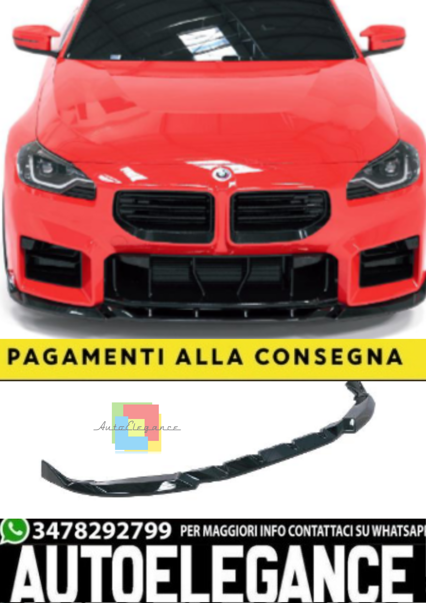 💫Splitter Anteriore per BMW M2 G87 (2023+) – Nero Lucido💫