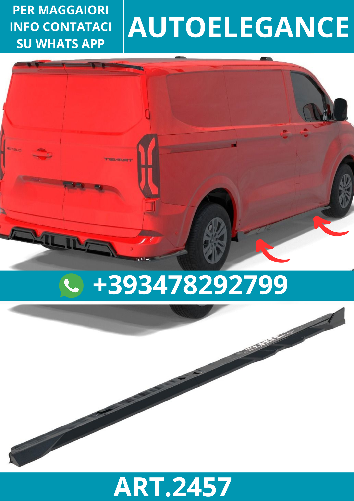 2457 ⭐Sotto Minigonne latérale adaptée pour Ford Transit Custom Mk2 (2023+)⭐