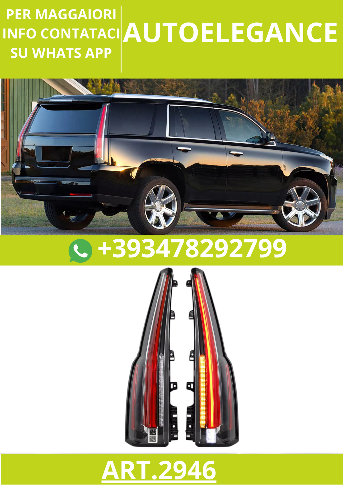 ⭐ART.2946 Fanali Posteriori a LED Stile Cadillac Escalade – GMC Yukon 2015–2020⭐
