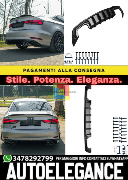 🔥REAR DIFFUSER ADATTO PER AUDI A3 SEDAN 8V FACELIFT 2016–2020🔥