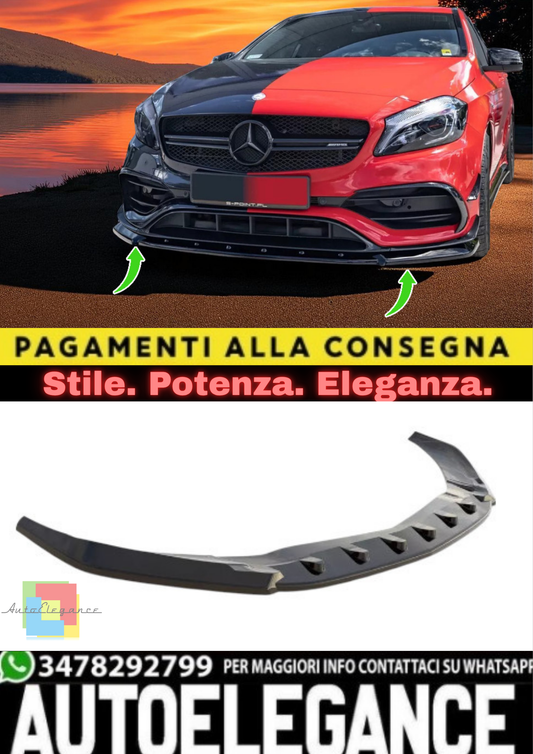 🔥Splitter Anteriore V1 in ABS Nero Lucido per Mercedes A45 AMG W176 Facelift 🔥