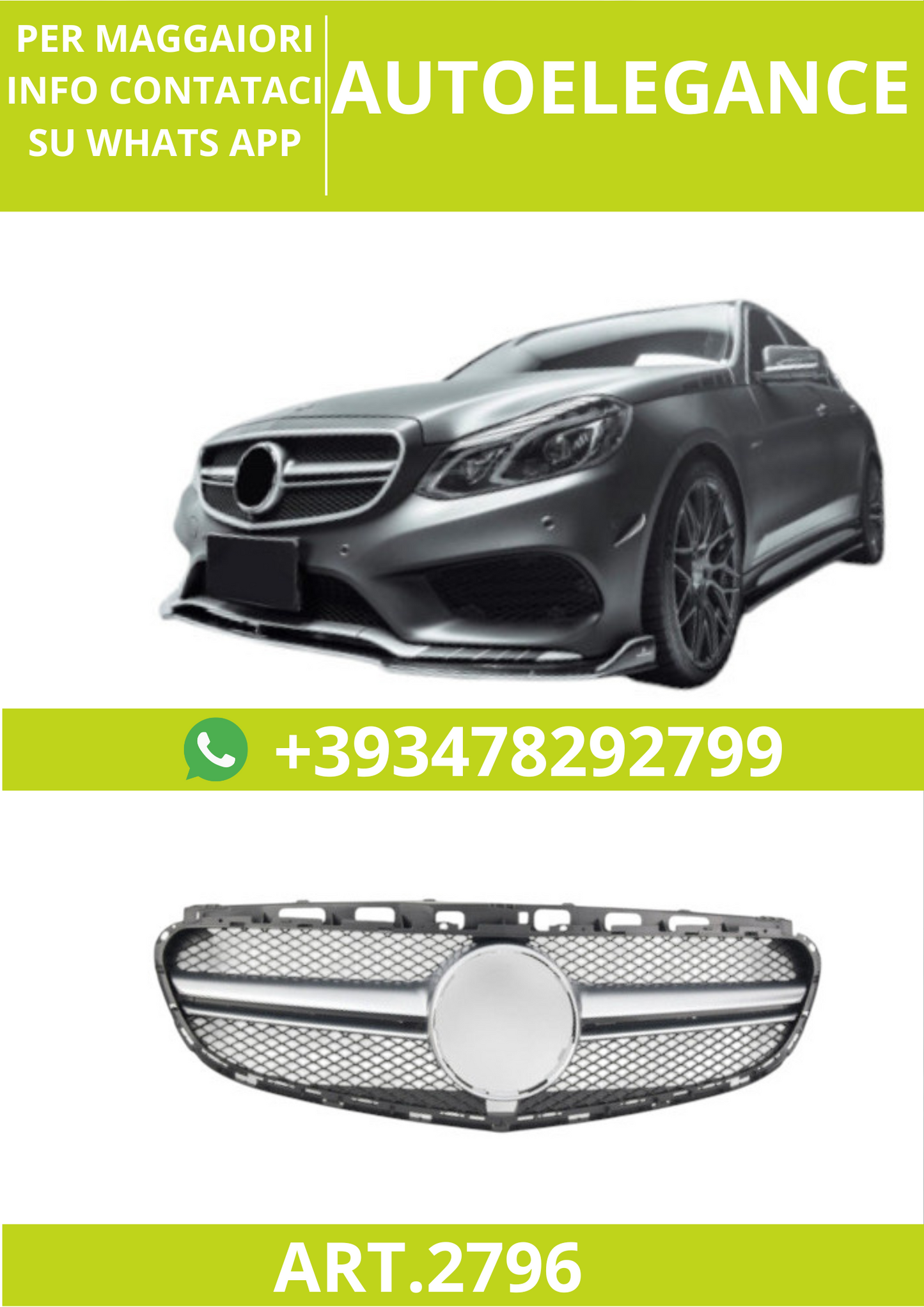 🔥ART.2796 Calandra Sport adatta per Mercedes Classe E W212 / S212 (2013+) E63🔥