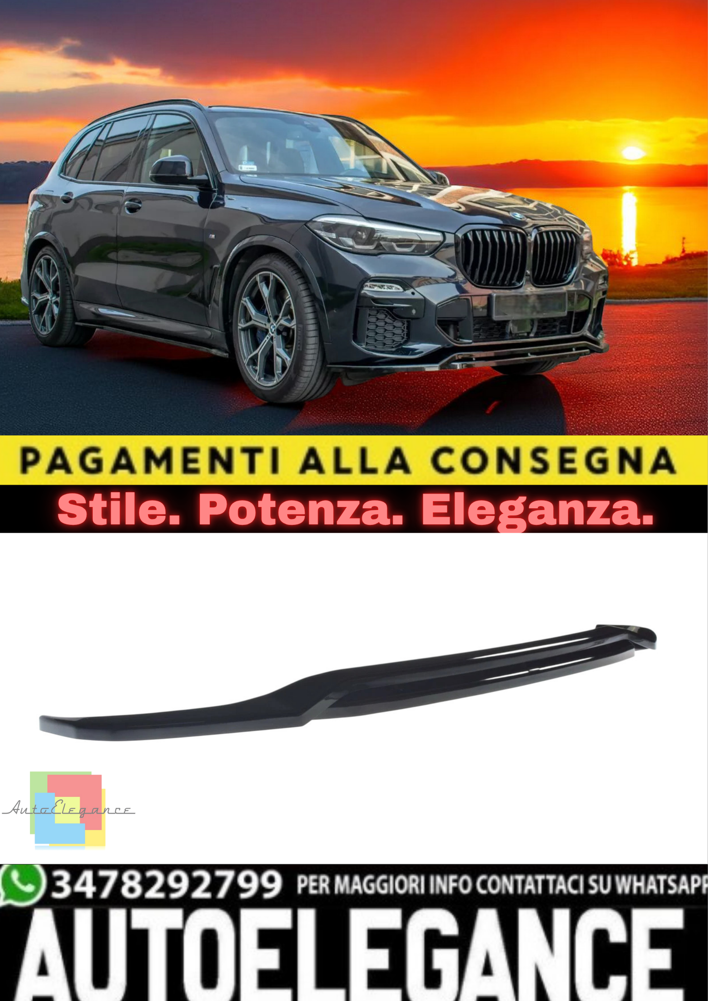 🔥Splitter Anteriore in ABS Nero Lucido per BMW X5 G05 M Sport 🔥