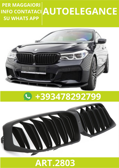 🔥ART.2803 Calandra Sportiva Doppia Lamella Piatta Nera per BMW 6 G32 LCI GT🔥