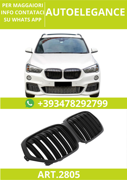 🔥ART.2805 Calandra Sport Flat Black per BMW X1 F48 LCI (2019–2022)🔥
