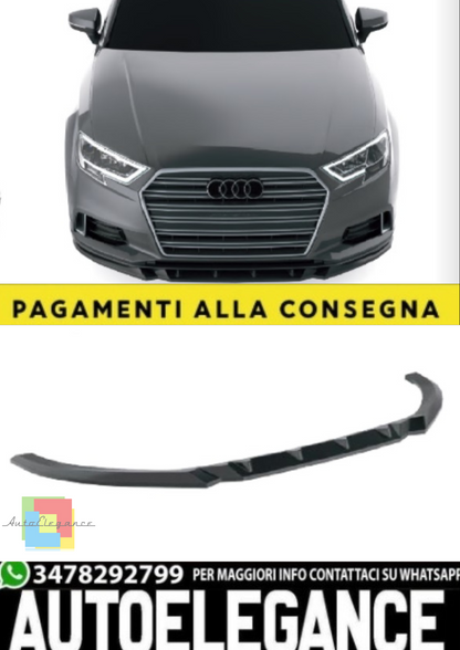 💫Splitter Anteriore per Audi A3 8V Sedan Restyling (2016–2020) – Nero Lucido 💫