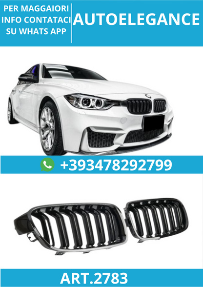 🔥ART.2783 Griglia Sportiva Doppia Lamella Nero Lucido adatto per BMW Serie 3 🔥