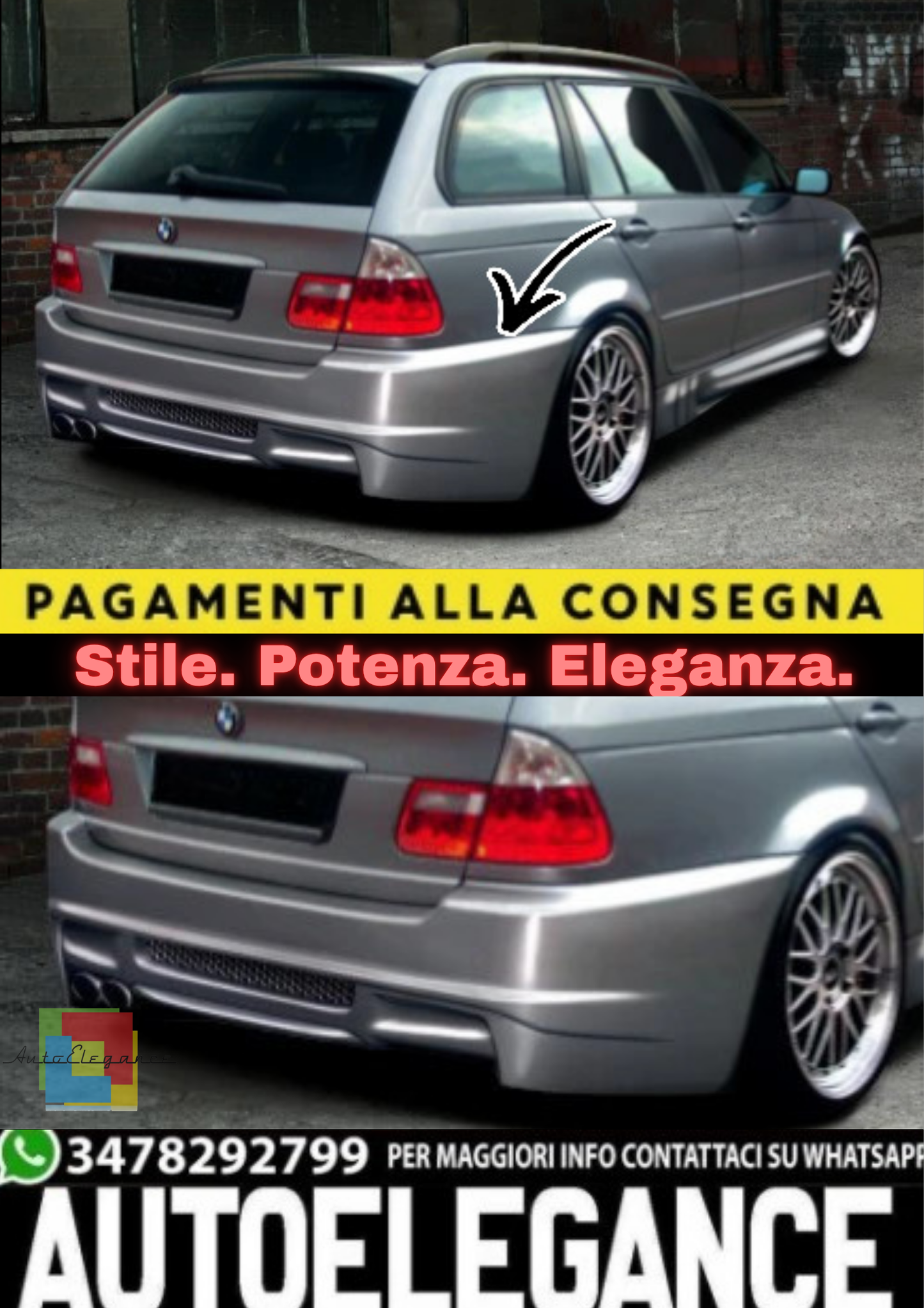 🔥  Paraurti Posteriore per BMW Serie 3 E46 (1998–2006)🔥