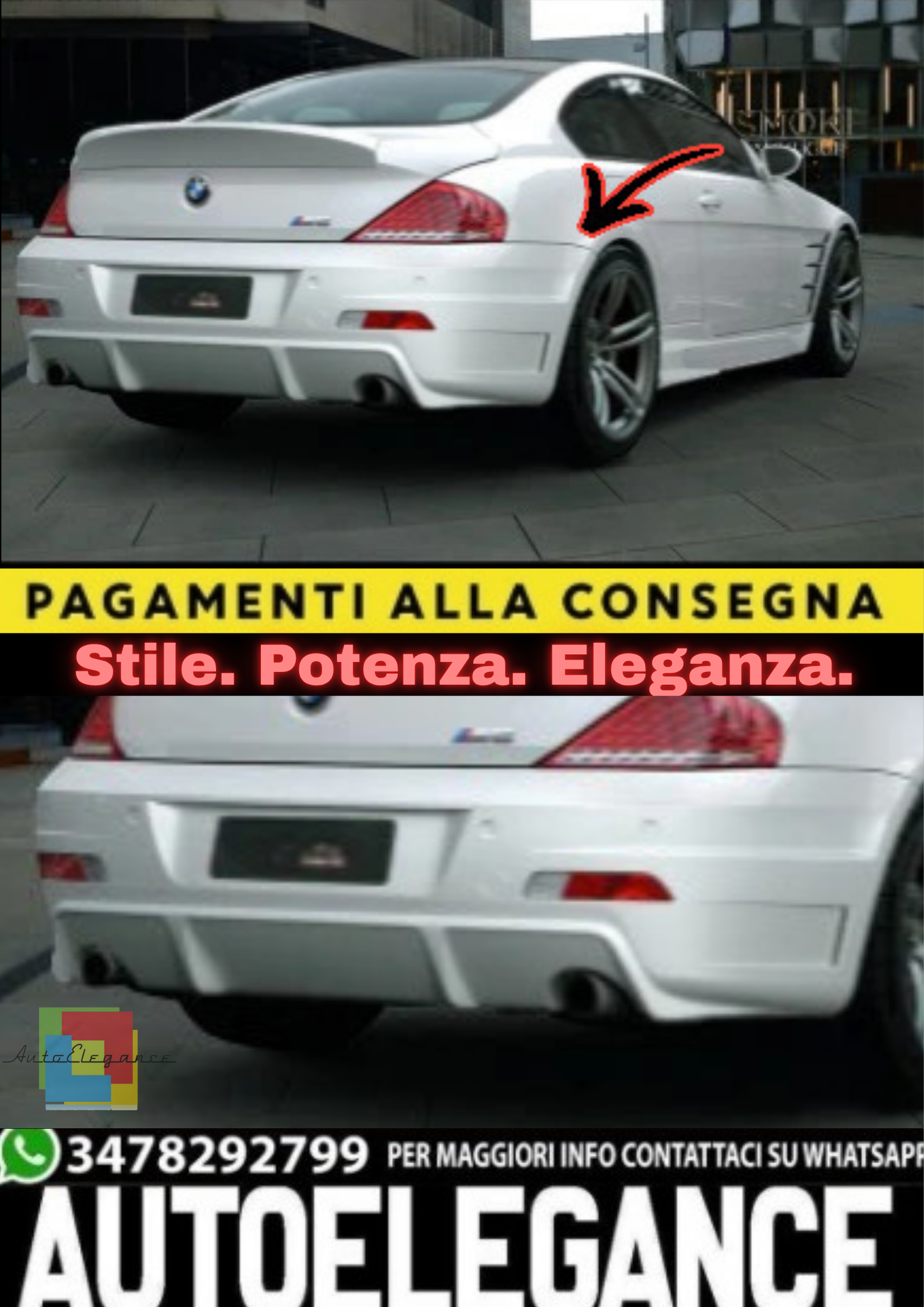 🔥Paraurti Posteriore per BMW Serie 6 E63 / E64 (2003–2010)🔥