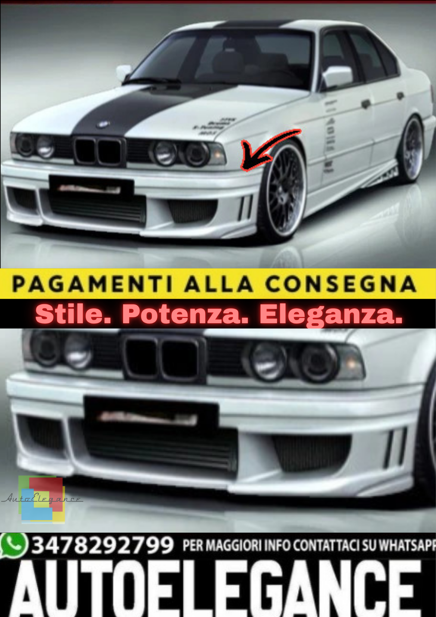 🔥Paraurti Anteriore per BMW Serie 5 E34 (1988–1996)🔥
