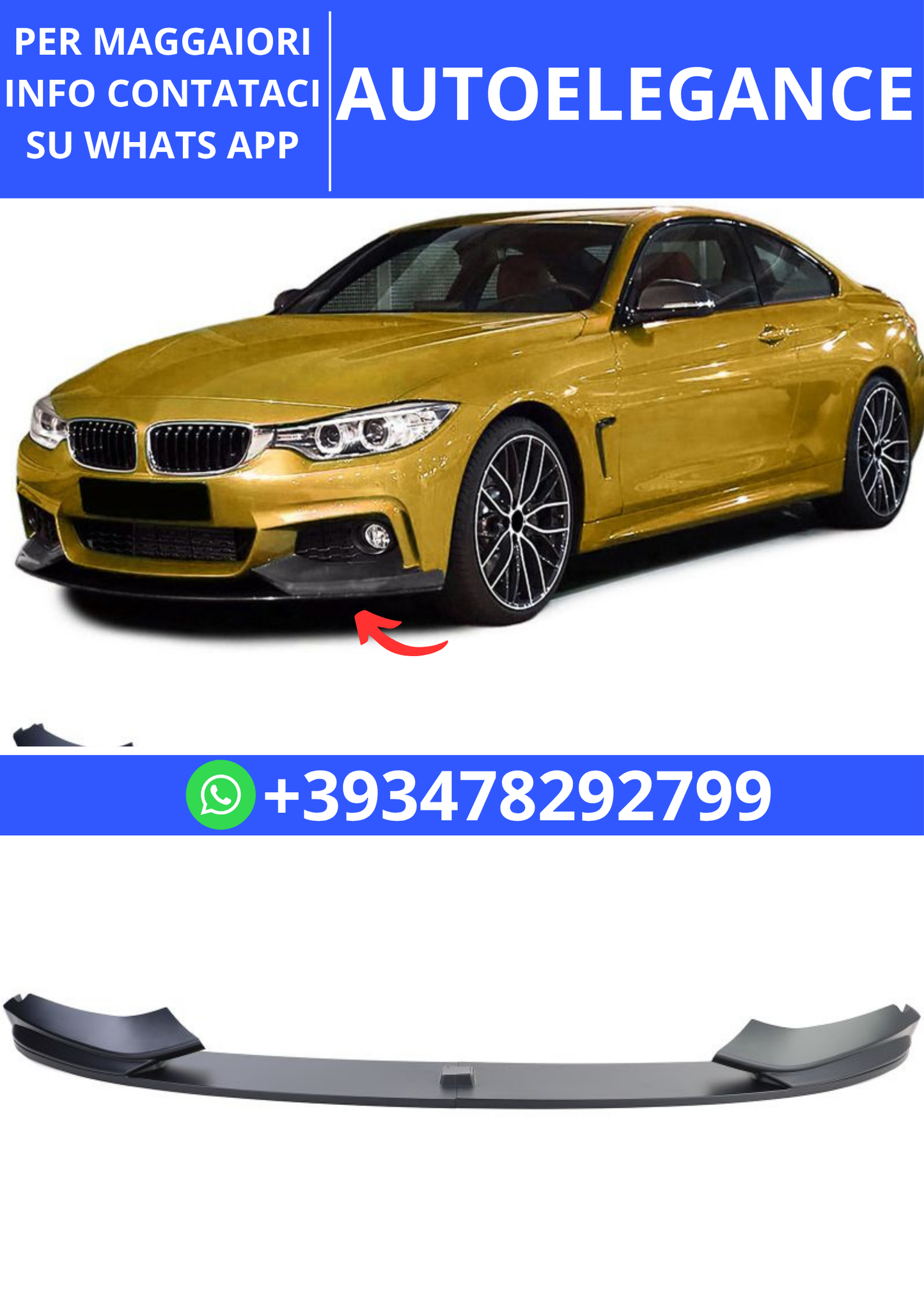 💫Splitter Anteriore Labbro Matt adatto per BMW Serie 4 F32 F33 F36 da 13💫