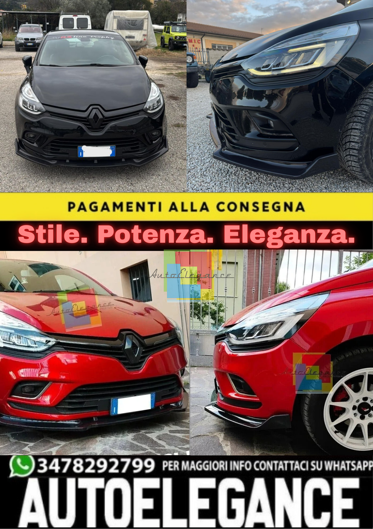 🌟SPLITTER SOTTO PARAURTI ADATO PER RENAULT CLIO 2012-2018🌟