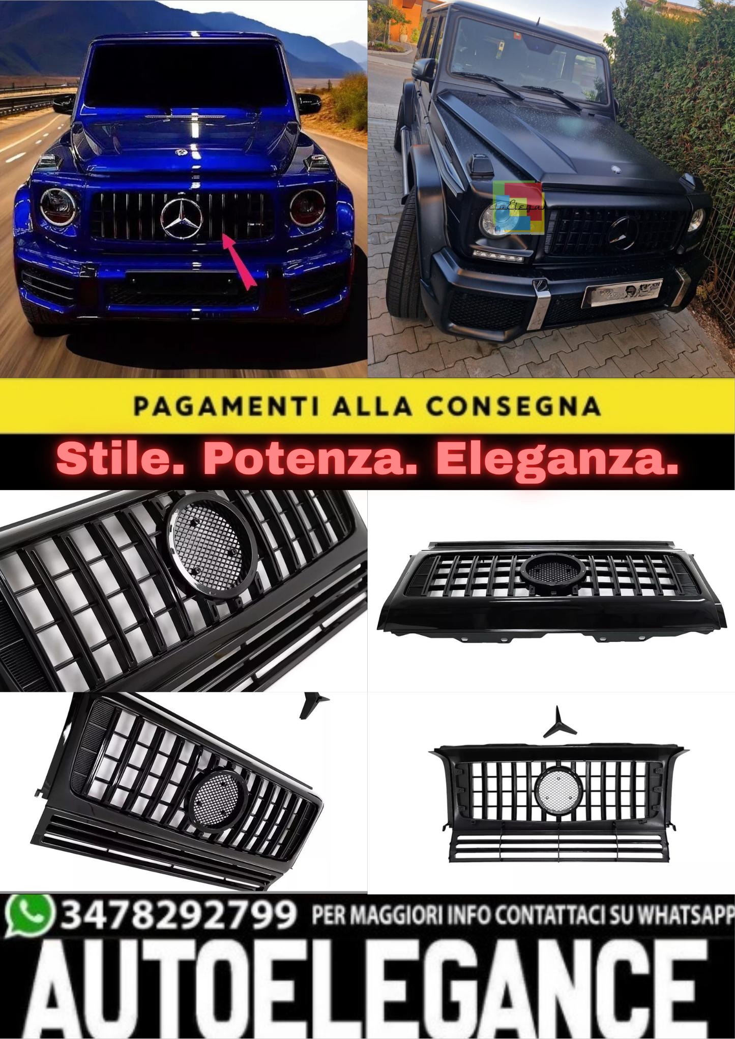 ✨Griglia Calandra per Mercedes Classe G W463 02-17 G63 GT-R Panamericana✨